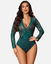 Deep V Snap Crotch Lace Bodysuit